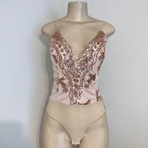 ROSE GOLD Sequin Bodysuit